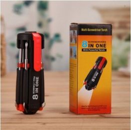 Car Supplies 8 In 1 Screwdriver With LED Flashlight Car Portable Multifunctional Outdoor Tools (Option: )
