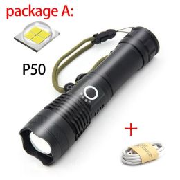 USB Charging Zoom P50 Flashlight (Option: )