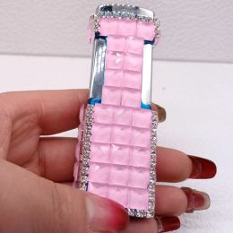 Diamond-encrusted Ladies Windproof Inflatable Lighter Straight Creative (Color: )