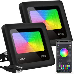 20W Rgb Bluetooth Dual Color Intelligent Voice Timing Flood Light Outdoor (size: )