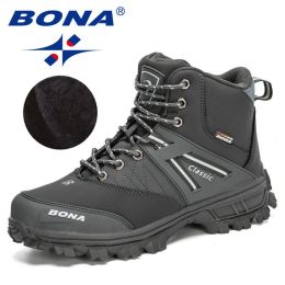 BONA 2022 New Arrival Hiking Shoes Men Outdoor Trekking Shoes Trainers Sports Sneakers Man Mountain Climbing Footwear Masculino (Color: Dark grey S gray, size: 10)