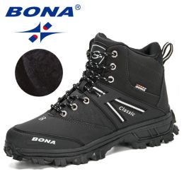 BONA 2022 New Arrival Hiking Shoes Men Outdoor Trekking Shoes Trainers Sports Sneakers Man Mountain Climbing Footwear Masculino (Color: Charcoal grey S gray, size: 10.5)