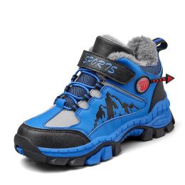 Kids Hiking Shoes Teenagers Antiskid Running Shoes Walking Mountain Sport Shoes For Boys Climbing Footwear Basket Kids Sneakers (Color: Blue, size: 38)