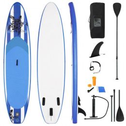 Enjoy Wonderful Water Sports 11-Feet Inflatable Adjustable Surfing Paddle Board (Color: Blue & White, Main Material: EVA)
