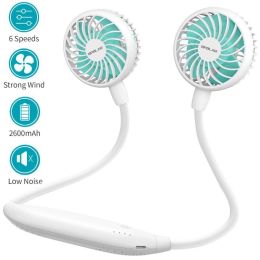 6 Speeds Ultra Quiet Portable 360Â° Adjustable Wearable Sport Fan (Color: White, Type: Portable Desk Fan)