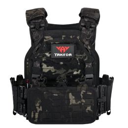 YAKEDA 1000D Nylon Tactical Gear Military Airsoft CS Game Hunting MOEEL Army Laser Cut Vest (Color: BlackCP, size: One Size)