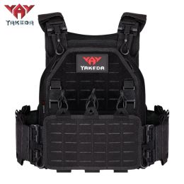 YAKEDA 1000D Nylon Tactical Gear Military Airsoft CS Game Hunting MOEEL Army Laser Cut Vest (Color: Black, size: One Size)
