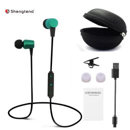 Bluetooth headset, best wireless sports headset with microphone, waterproof high-definition stereo anti-sweat in-ear earplugs, 8-hour battery noise re (Color: Green)