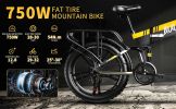 Auloor 20H1F 750W Foldable Electric Bike for Adults with 20'x4'Fat Tire; E Bikes MTB with LG 48V 12.8Ah Battery Shimano 7-Speed Ebike